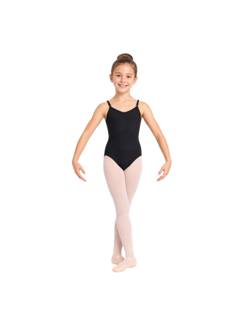 Capezio Child Medium Black Adjustable Strap Camisole Dance Leotard